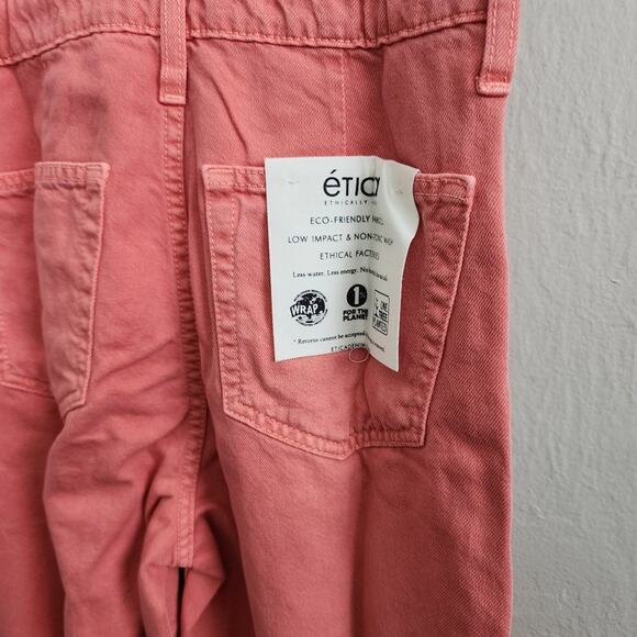 Etica Anthropologie Camden Denim Jumpsuit Coral Wide Leg Utility Small NWT - Picture 14 of 15